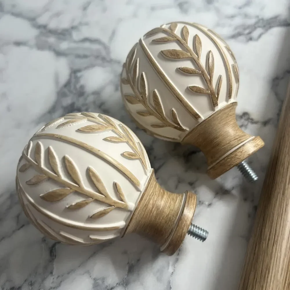 XL Faux Wood Boho Curtain Rods for Windows, Farmhouse Curtain Rod, Rod Only